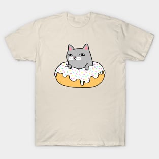 Donut Cat - Grey Cat White Icing T-Shirt